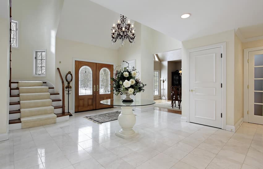 Foyer entry with circular table and decor