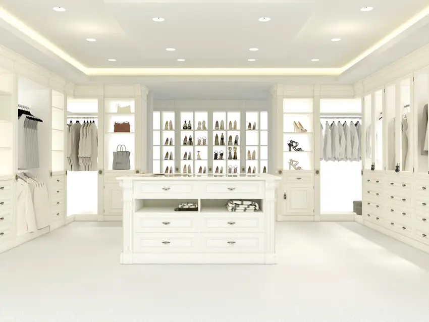 Huge closet with large shoe rack section