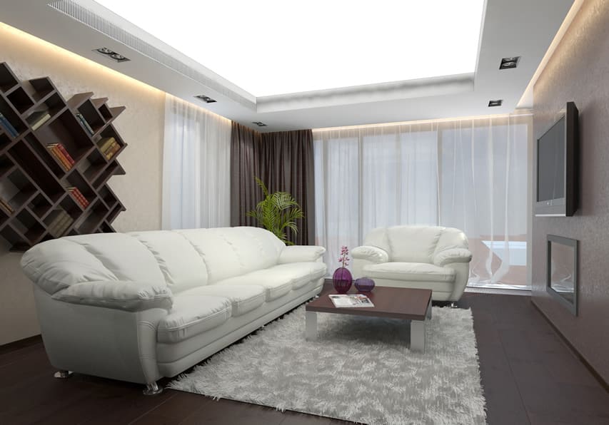 Modern living room design with sheer curtains