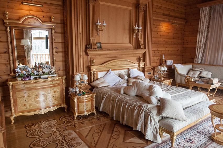An ornate all-wood room