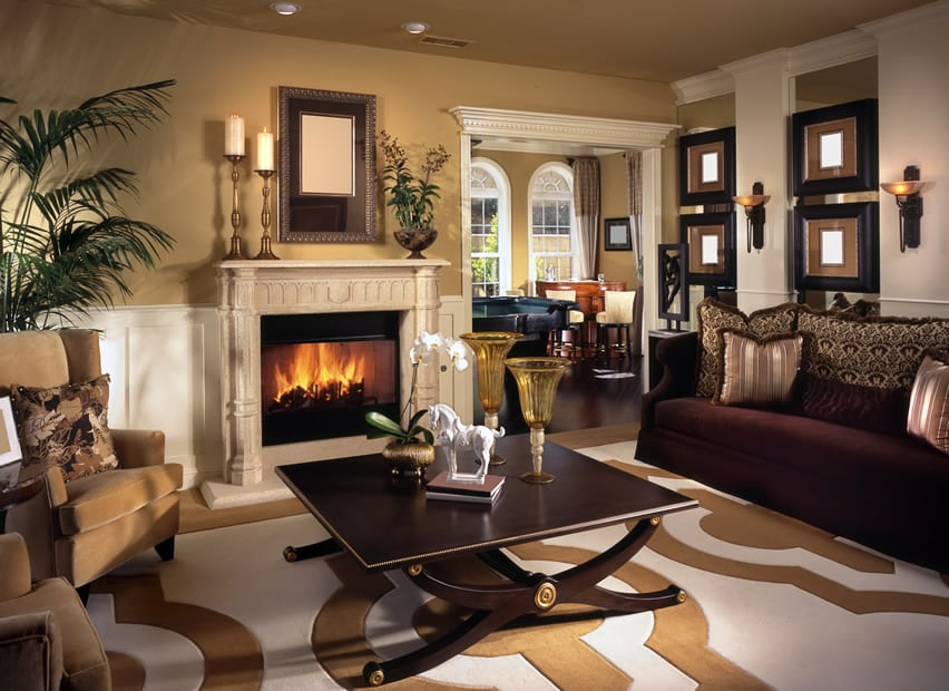 Warm living room with brown tones