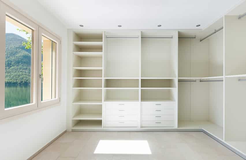 White walk in closet with window view
