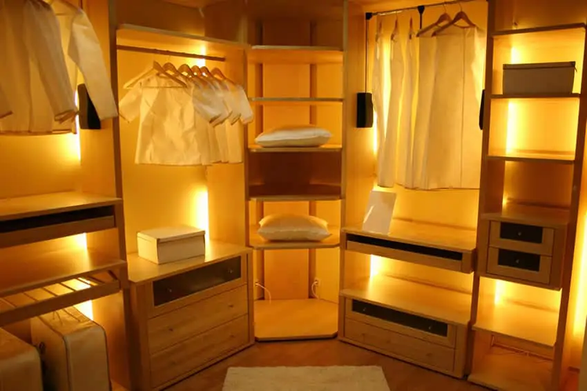 Wardrobe with built in lighting
