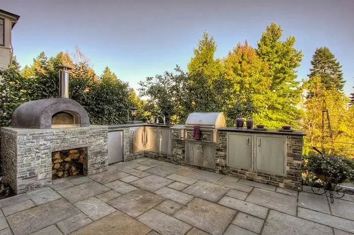 Simple kitchen made of gray stone material