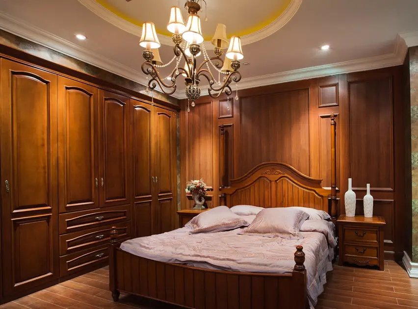 Custom wood fitted bedroom wardrobe