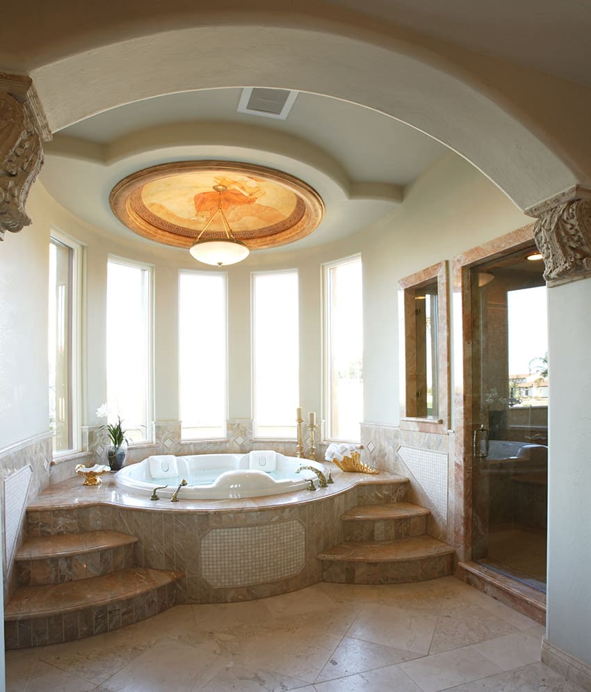 Bathroom with dome ceiling and large jacuzzi tub
