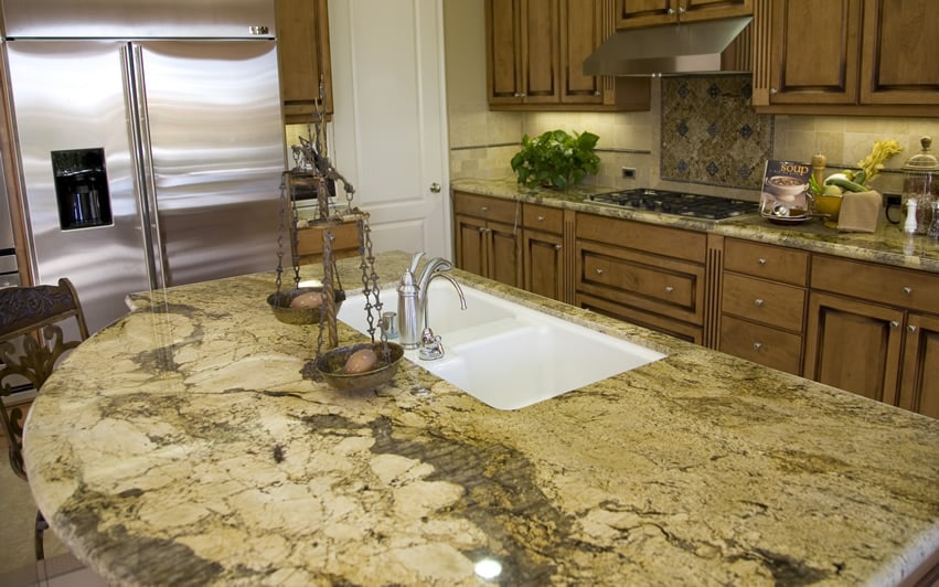 Beige granite countertop kitchen design