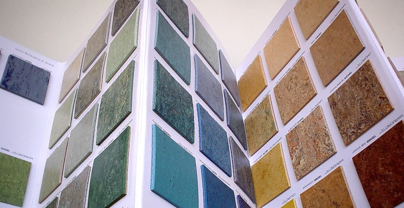 Linoleum samples in a store