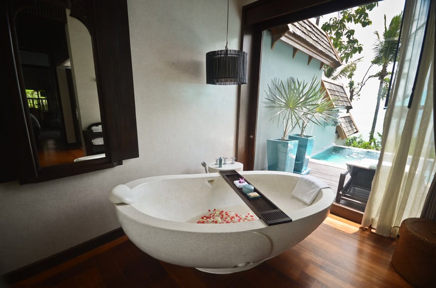 Luxury bathroom suite at expensive tropical resort