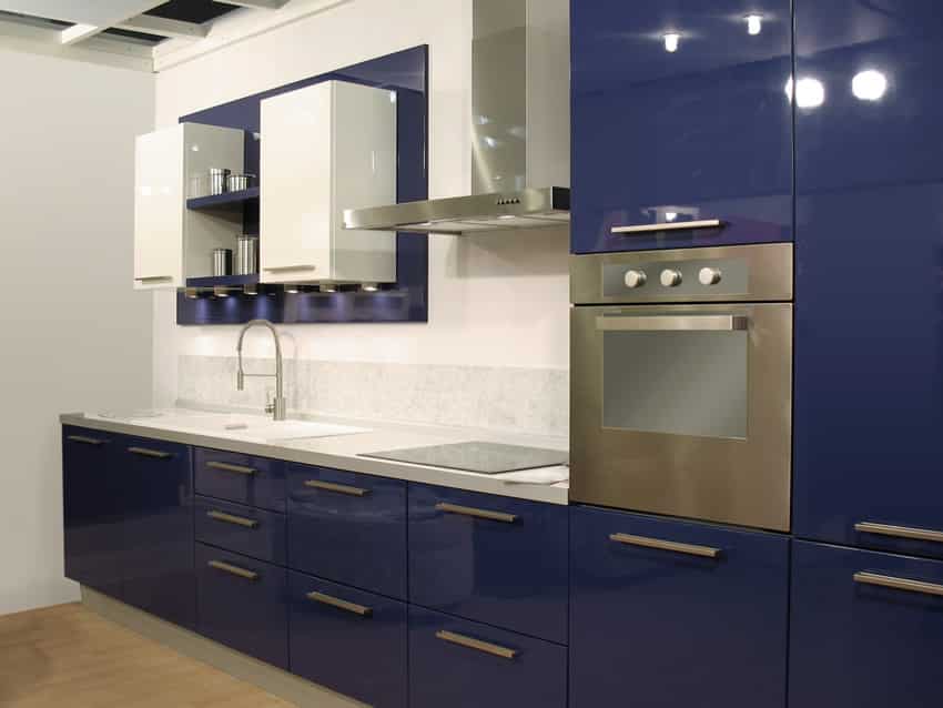 Minimalist dark blue modern kitchen