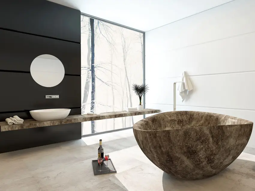 Cultured marble bathtub in modern home