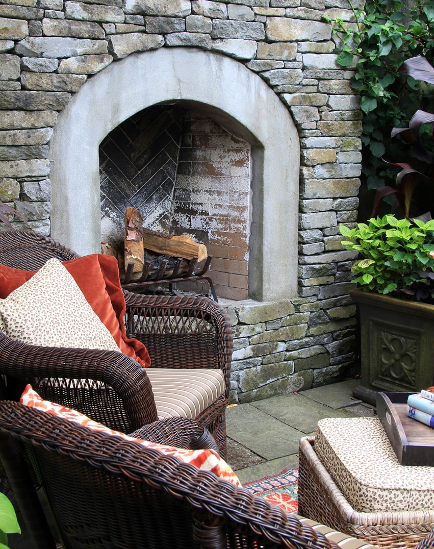 Old outdoor fireplace at home
