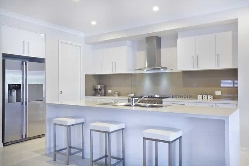 White bar stools with metal