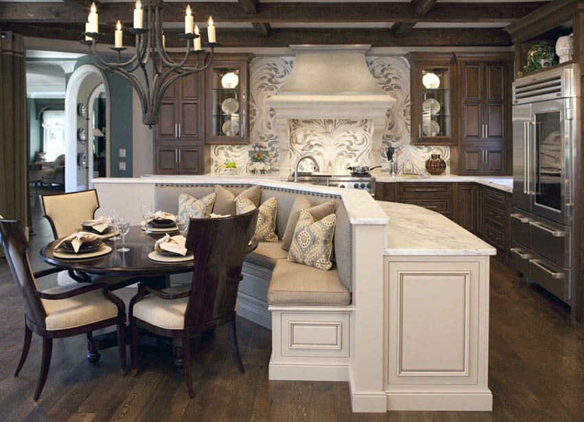 Custom designed wood kitchen with dining nook