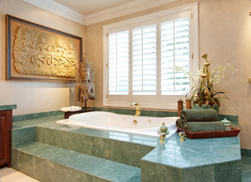 Emerald bathtub enclosure in bathroom