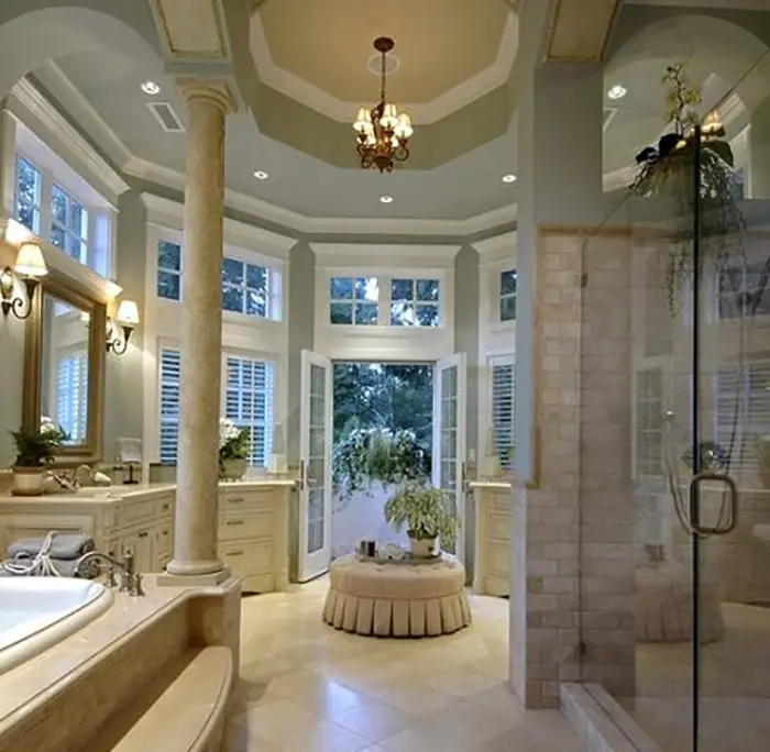 Expansive traditional master bathroom