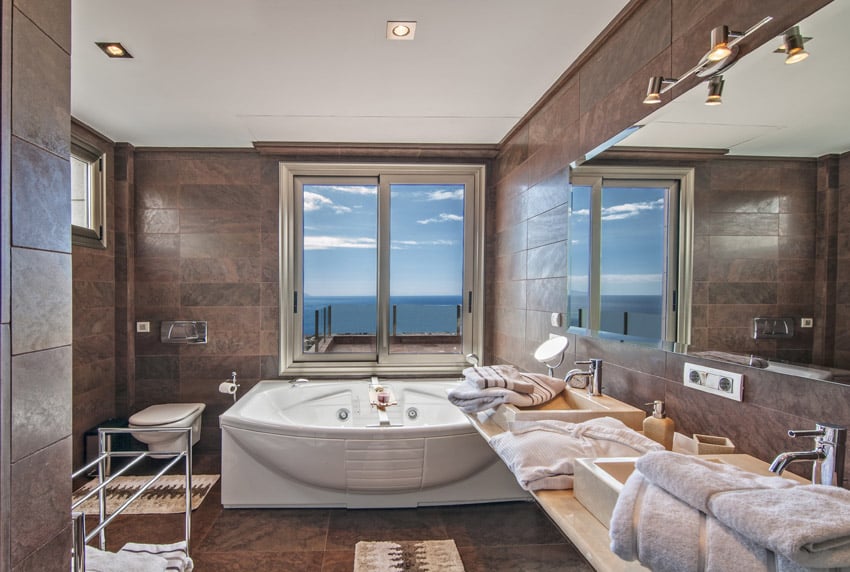 Oceanview jetted bathtub in home