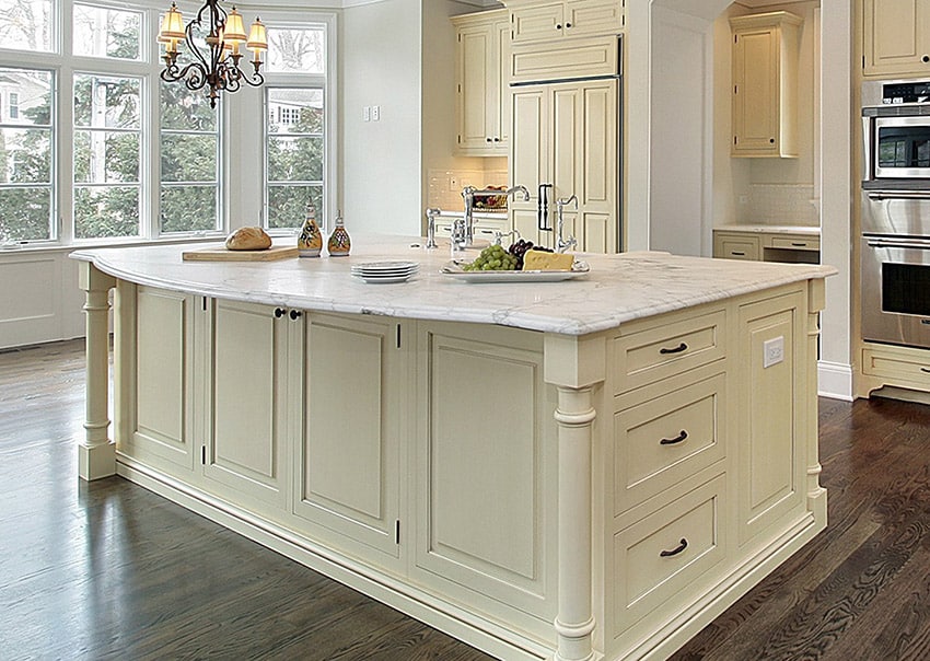 Marble countertop kitchen island