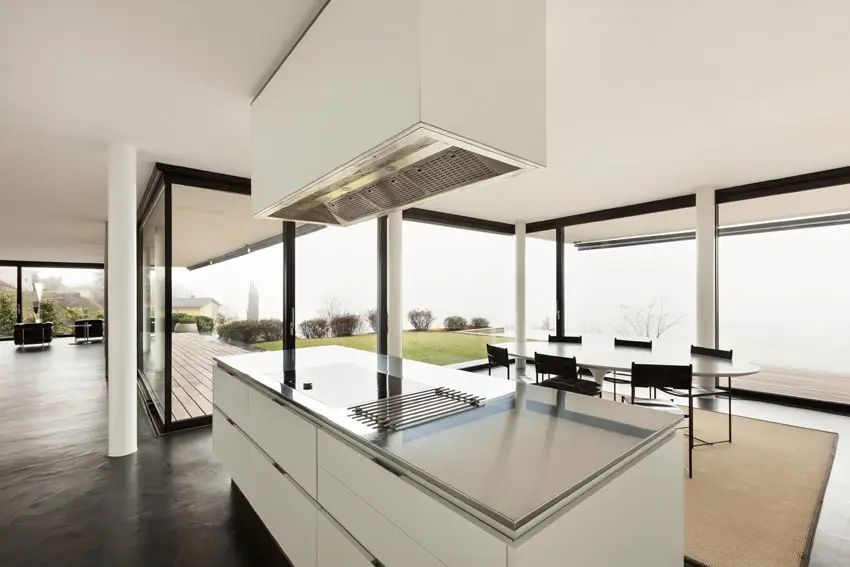 Bright modern kitchen with impressive view