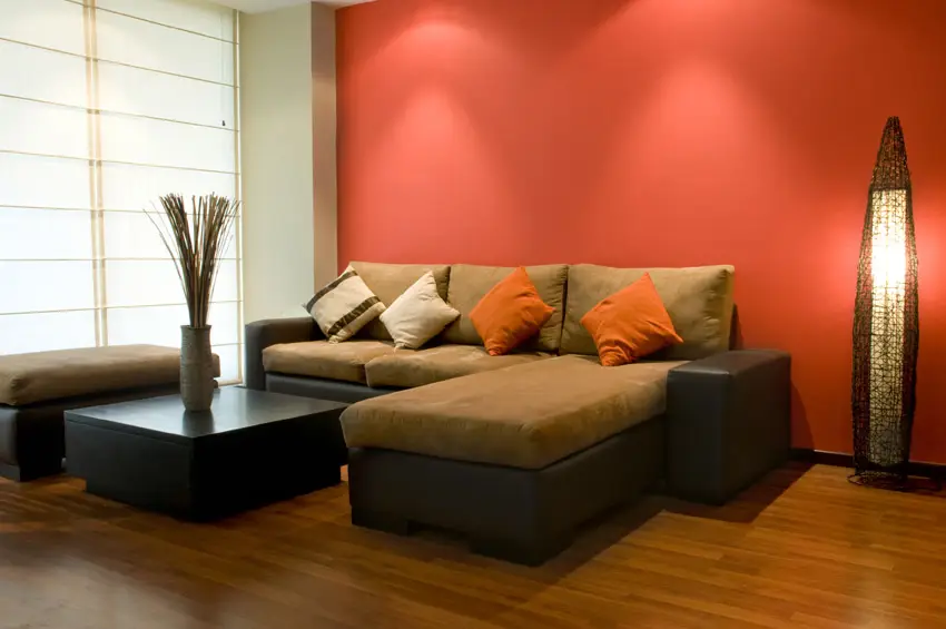 Brightly painted living room with modern furniture