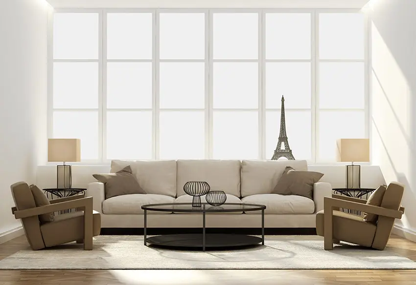 Contemporary living room bright white design