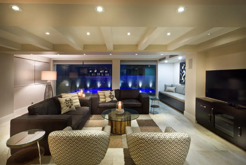 Custom living room design in high end home