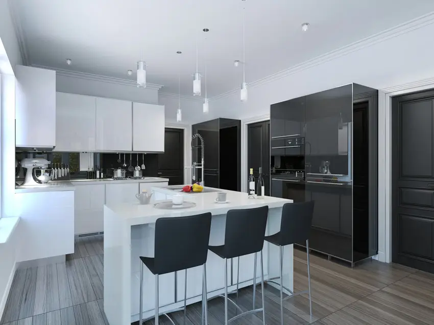 Half white half black modern kitchen
