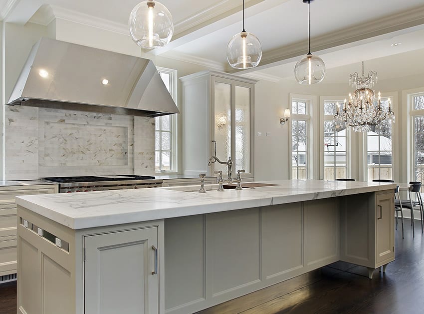 kitchen with white carrara marble