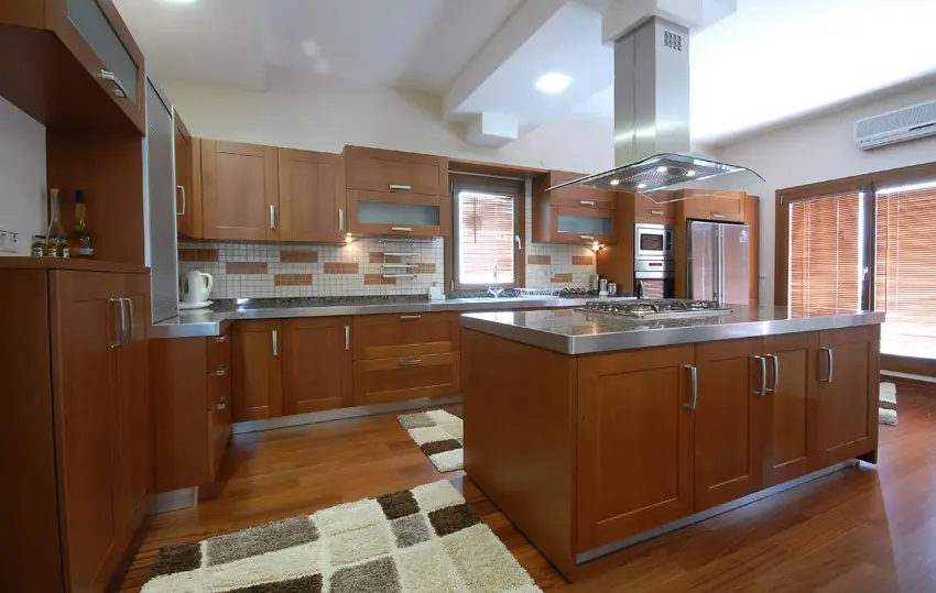 Luxury modern kitchen with brown cabinets