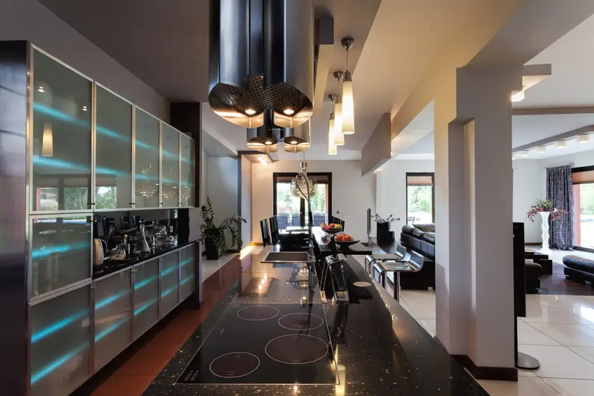 Ultra modern kitchen with mood lighting