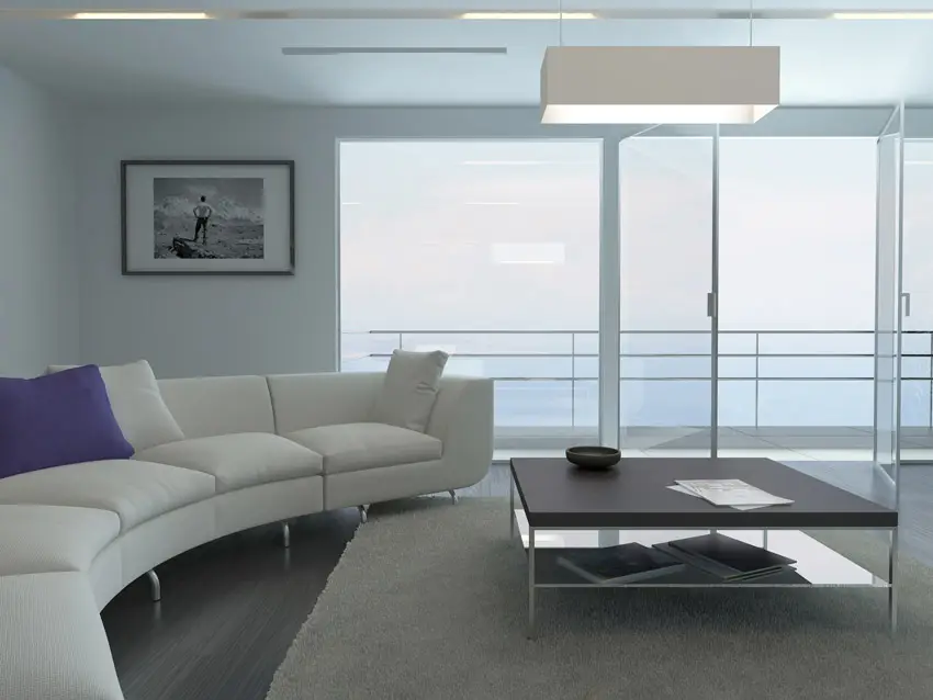 Modern oceanview living room with minimal decor