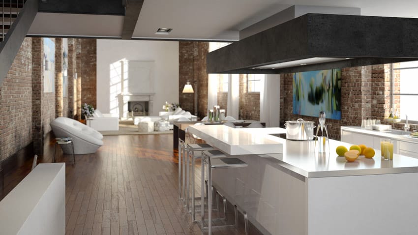 Open concept modern kitchen plan