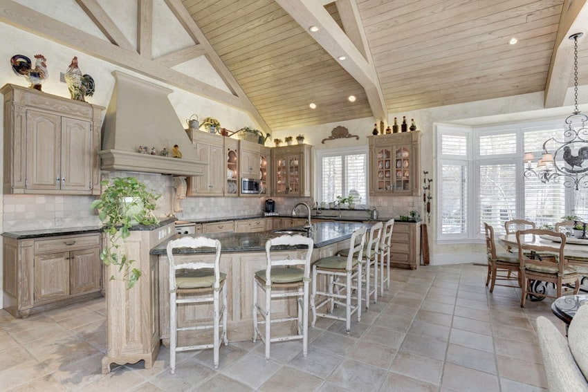 Decorative kitchen island with light wood and rustic design