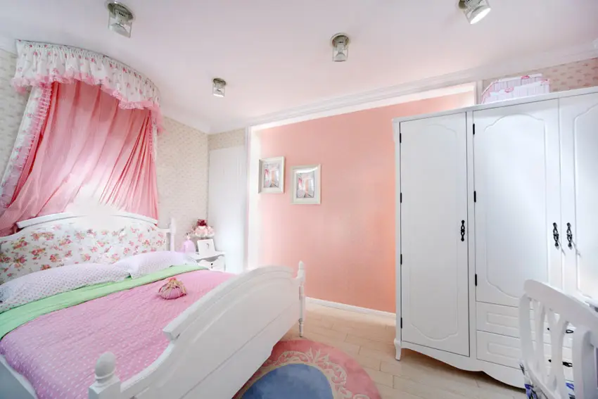 Happy bedroom with large wardrobe