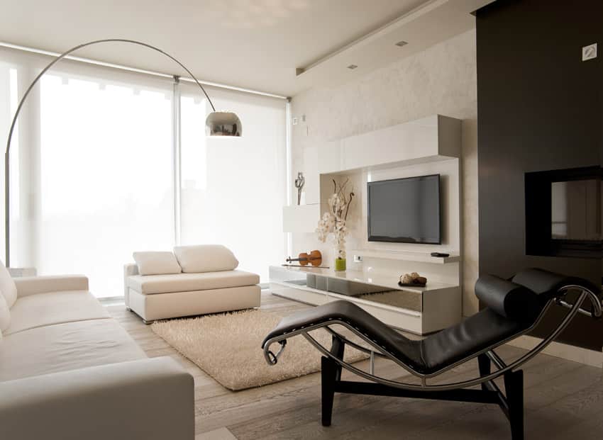 Modern living room with long armed light