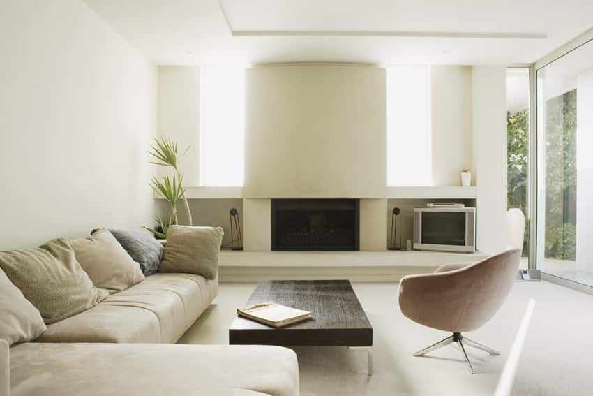 Warm neutral color palette on walls and furniture