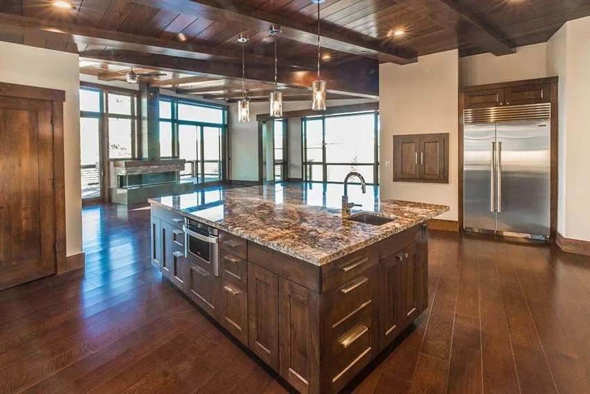 Luxury kitchen with maple cabinets and large center island