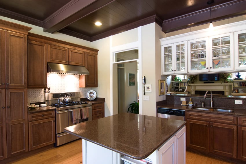 White and brown color cabinet kitchen