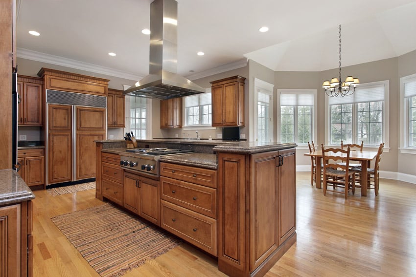 Wood kitchen with open floor plan design