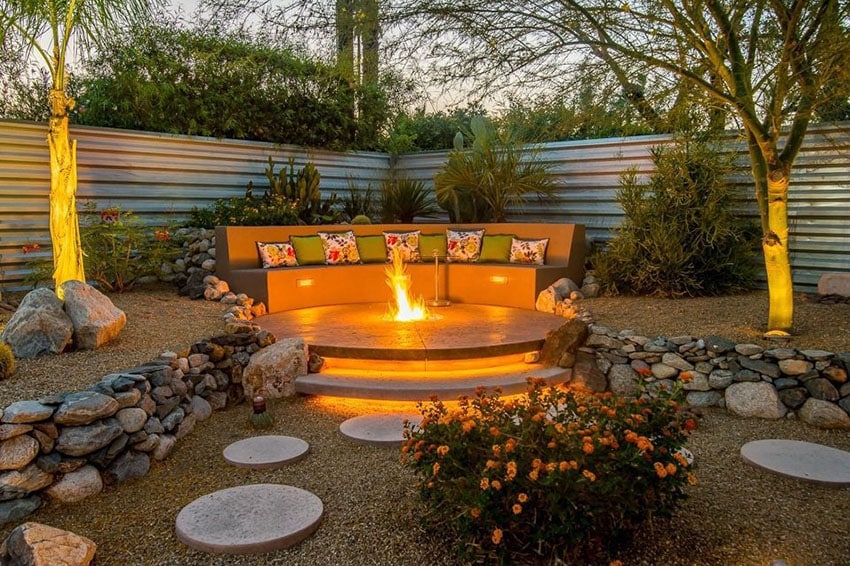 aggregate concrete stone steps to firepit