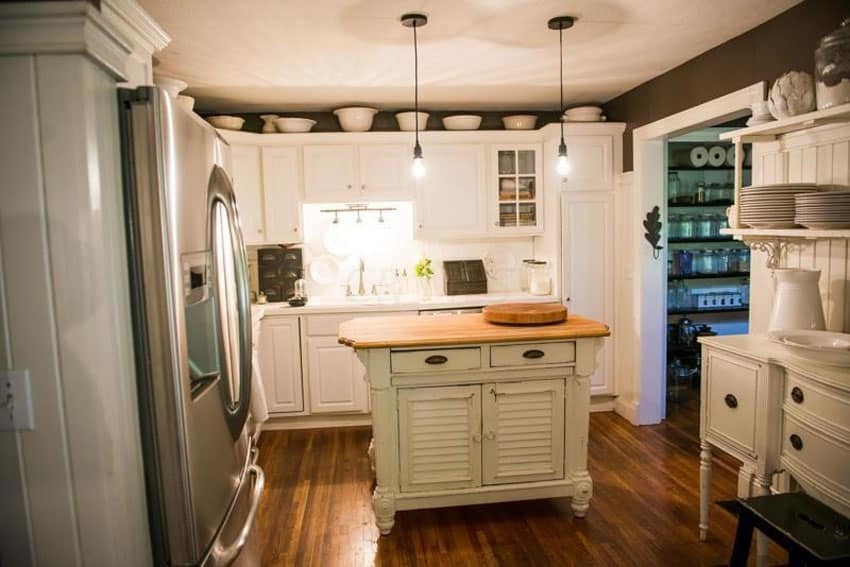 Butcher block island with antique style