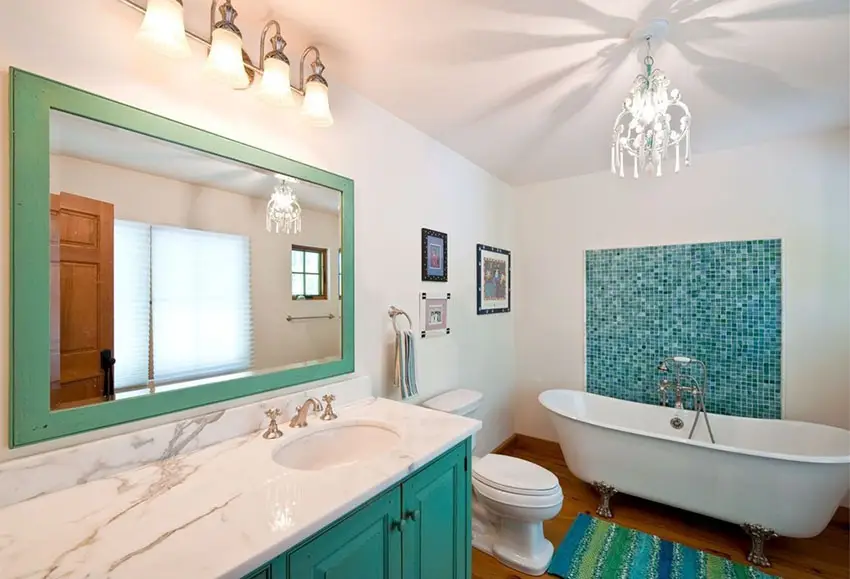 Contemporary bathroom with mosaic tile