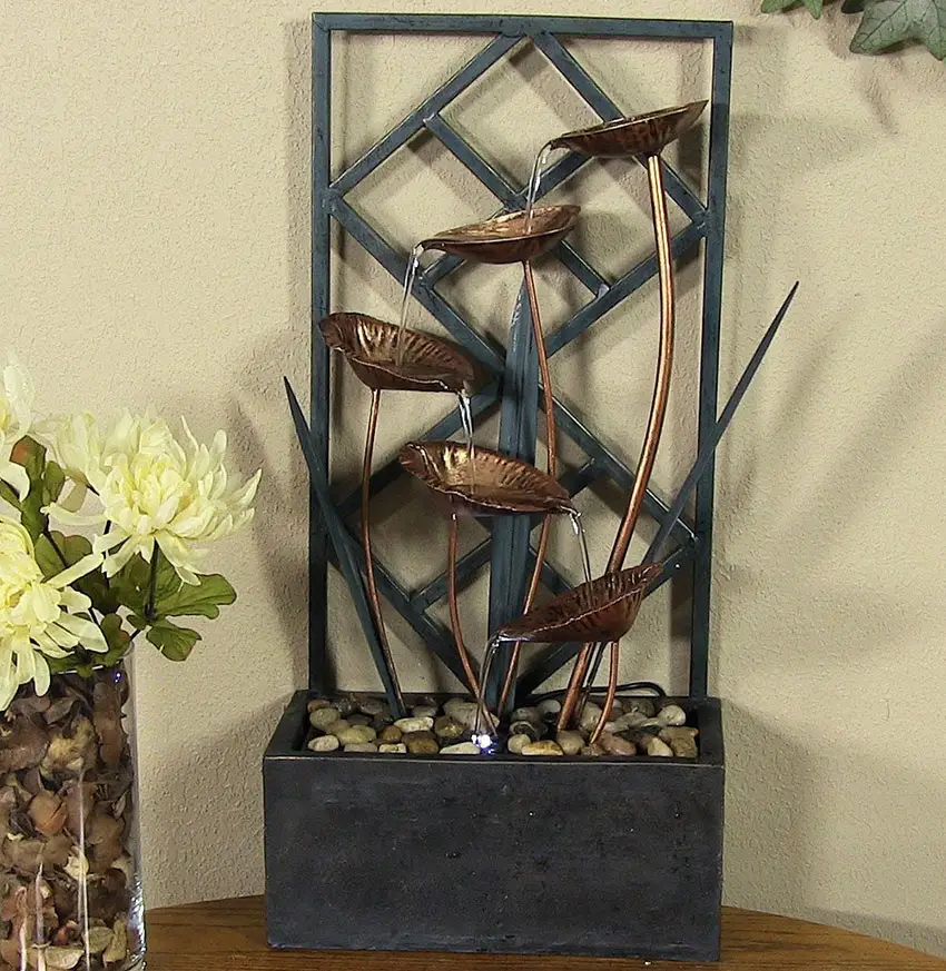 Small tabletop fountain resin design to look like copper