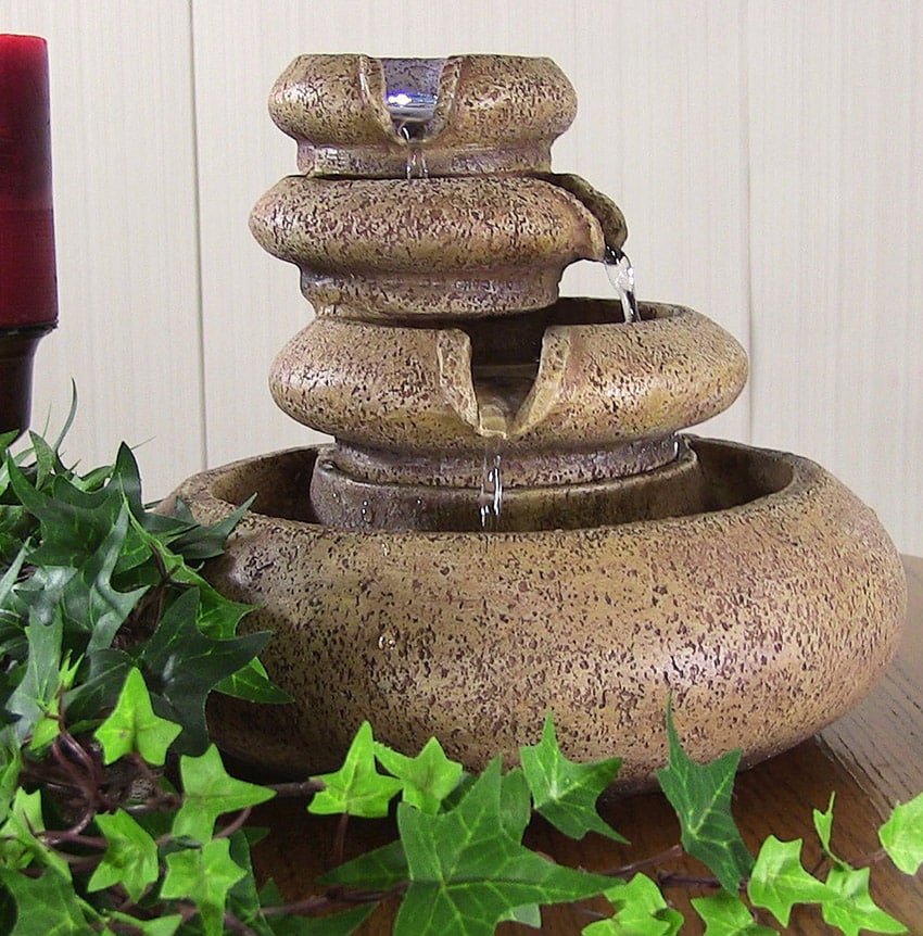 Three level tabletop indoor fountain