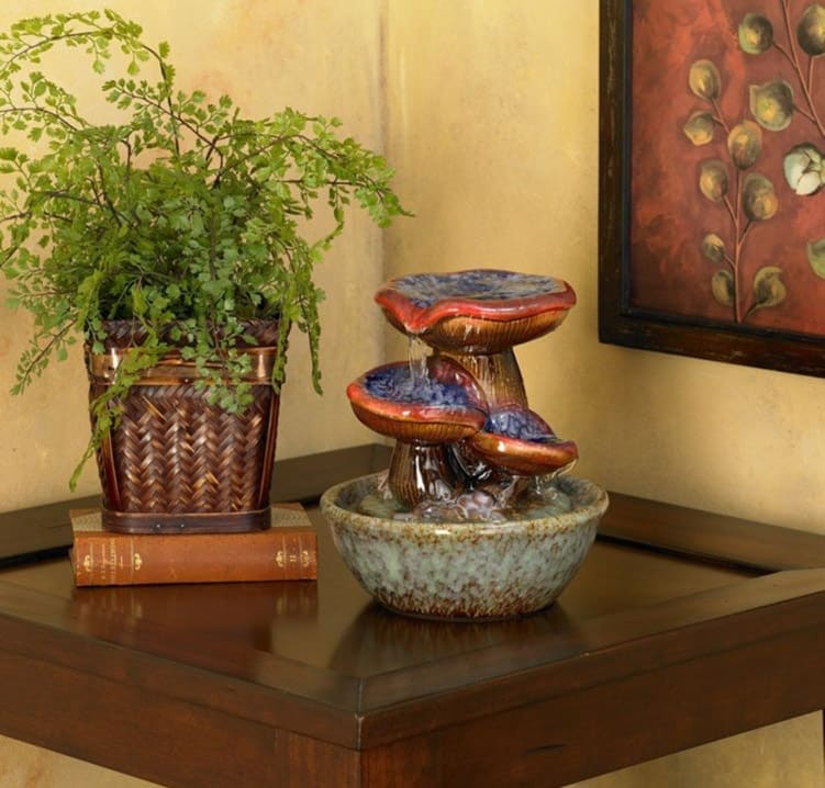 Toadstool tabletop fountain for indoors