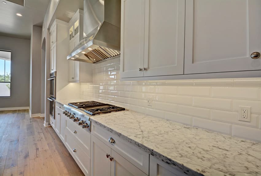 Traditional white granite counter kitchen
