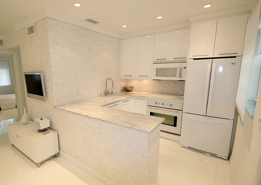 Ultra white small modern kitchen