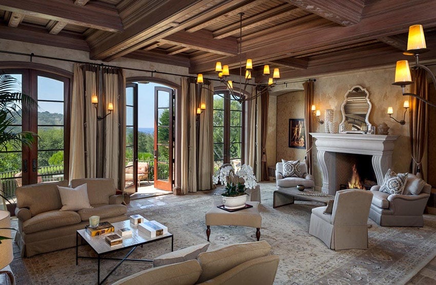 Amazing living room in Tuscan style home