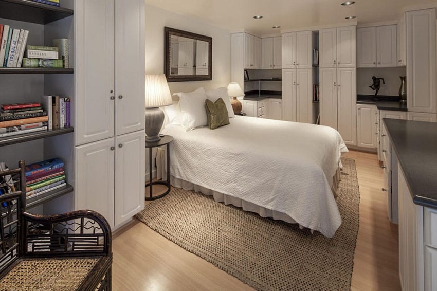 Bedroom with custom fitted cabinetry in white