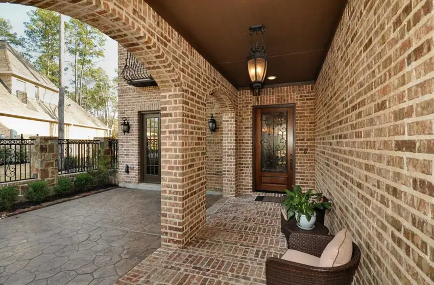 Flagstone and brick patio design